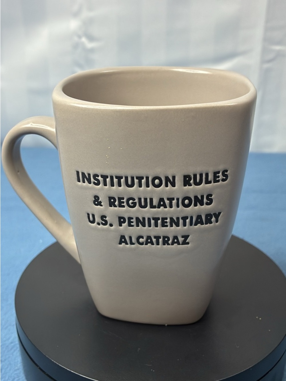 Alcatraz 'Institution Rules' Beige Ceramic Coffee Mug
